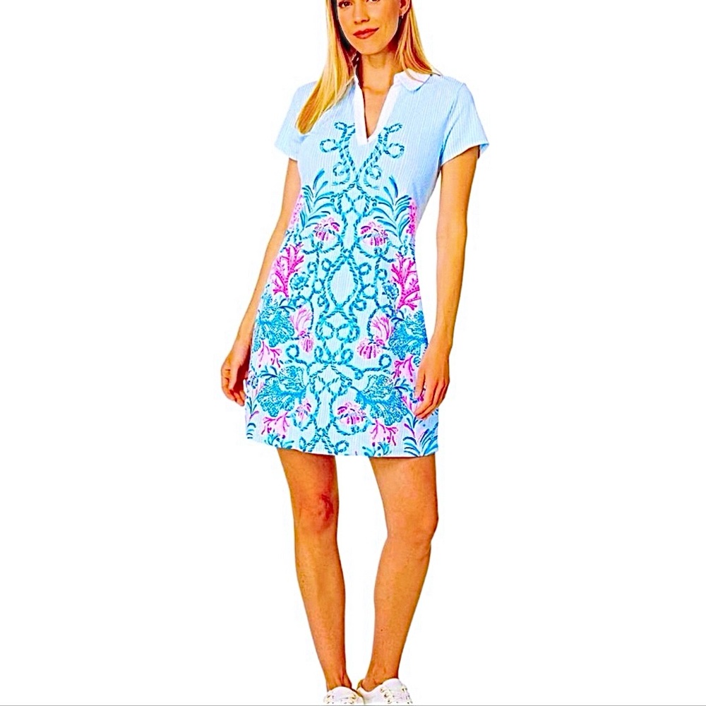NWT Lilly Pulitzer Luxletic Cayo Costa Dress UPF50+ Multi Naut Today Size M